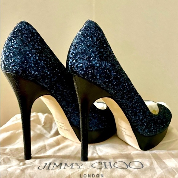 Jimmy Choo Dahlia,  Royal Blue Glitter Pumps in remarkable Condition EU35 - Picture 13 of 13